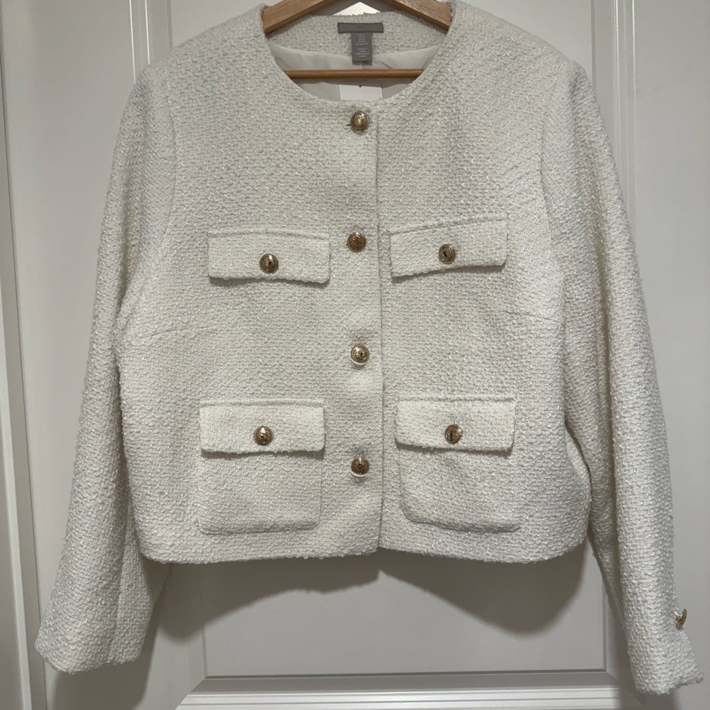 Elegant White Tweed Jacket | H&M